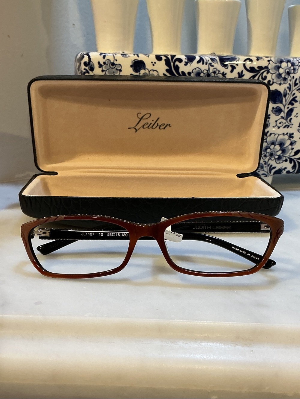 Judith Leiber Brown Rectangular Women's Glasses